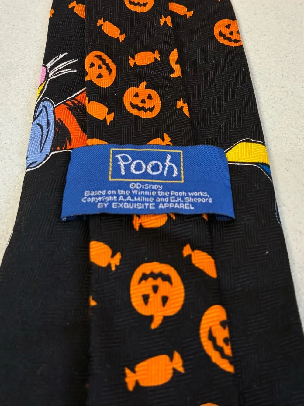 Winnie The Pooh Silk Men’s Tie Halloween Tigger Pumpkins Whimsical
